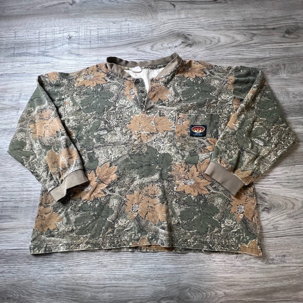 Rasco FR Henley Shirt Mens XL Brown Cajun Camo Flame Resistant Workwear S77